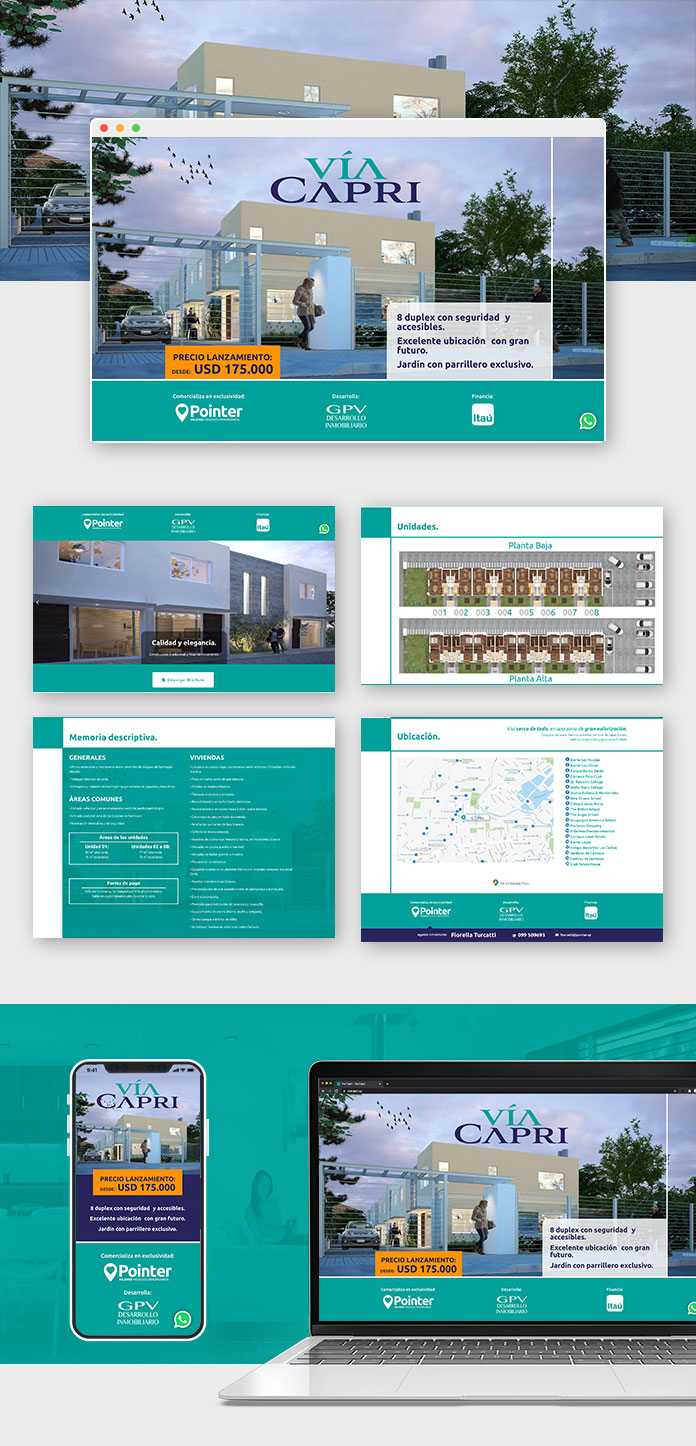 Naming, marca y landing web para proyecto inmobiliario Vía Capri